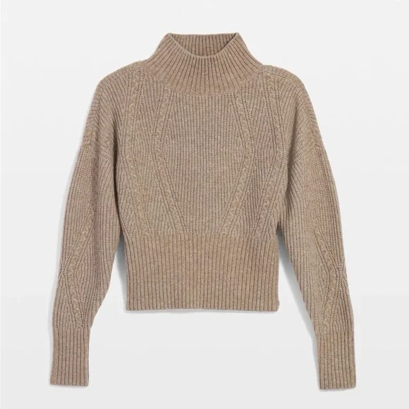 White House black market Women's Tan Cable Knit Sweater medium new - Picture 5 of 7